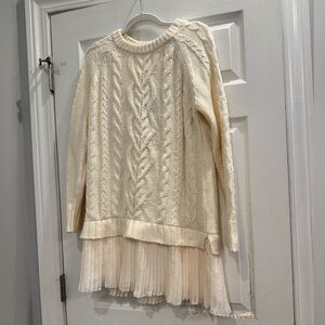 Chic Cream Cable Knit Sweater Dress